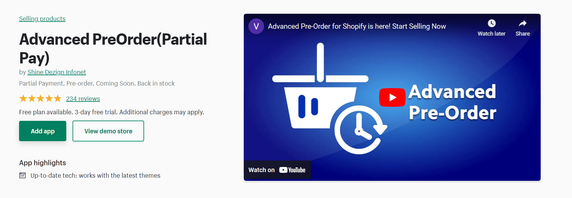 Partial pre-order payment app