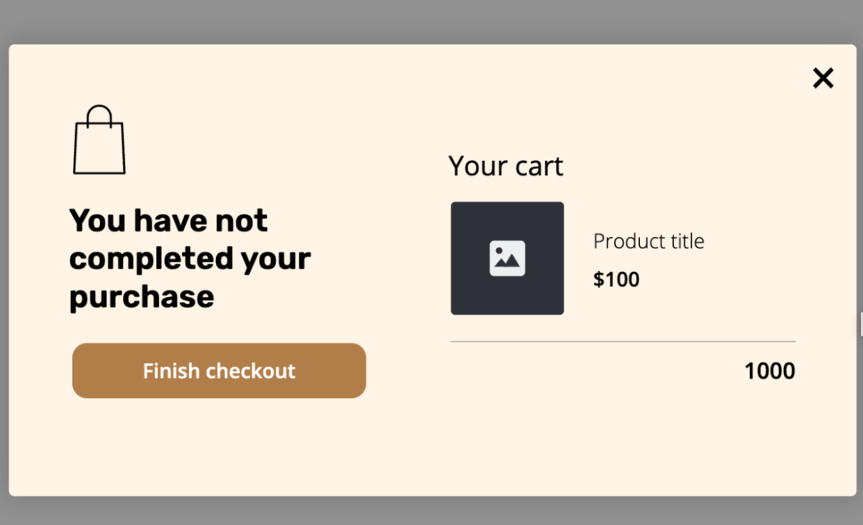 Cart recovery popup