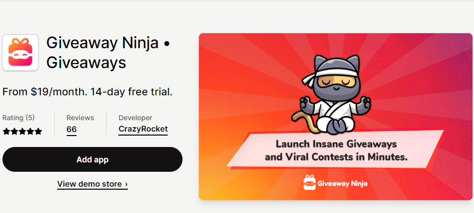 Giveaway Ninja  Shopify App Store