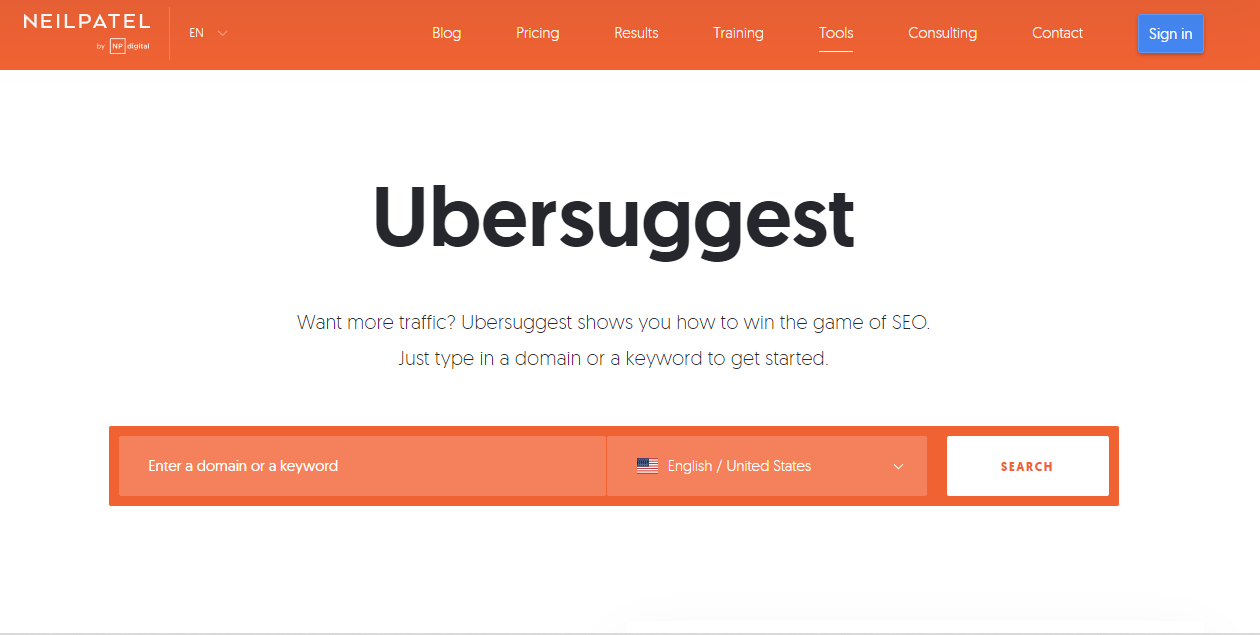 Ubersuggest SEO tool