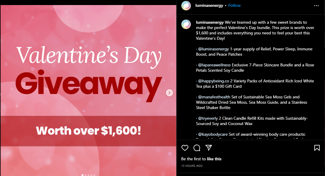 Shopify valentine giveaway idea