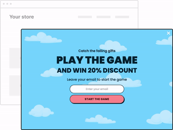 Falling gifts gamification popup