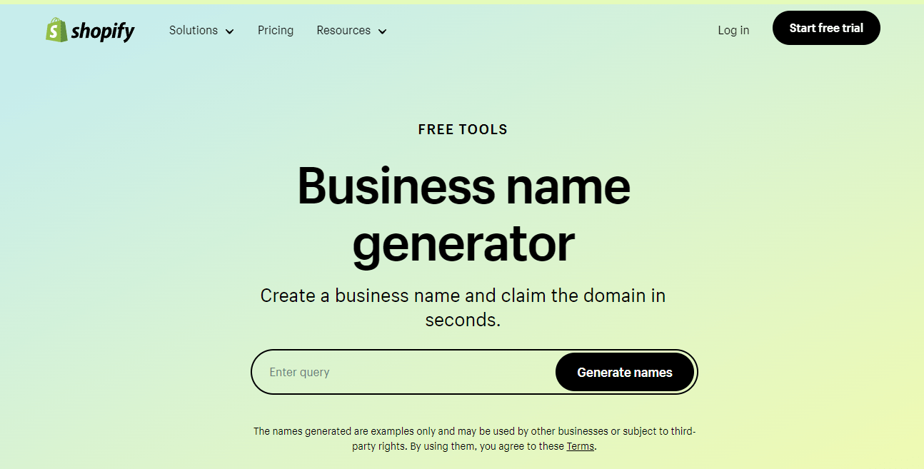 Shopify business name generator