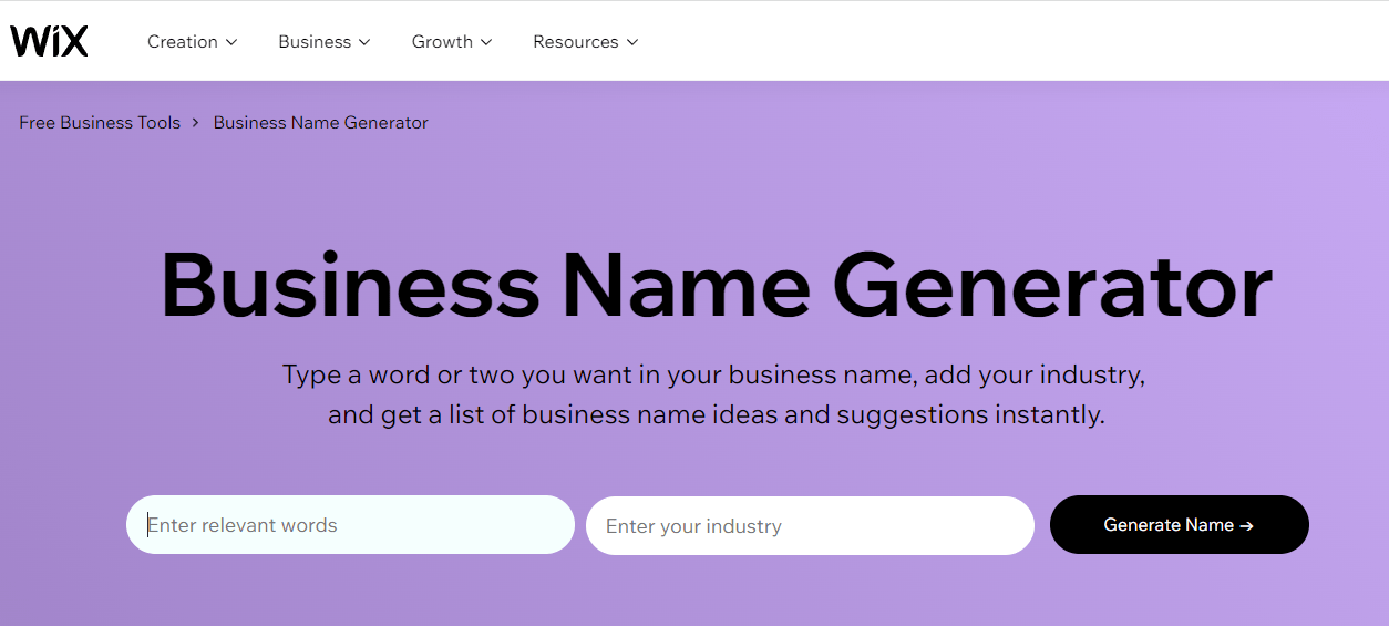 Wix Business Name Generator