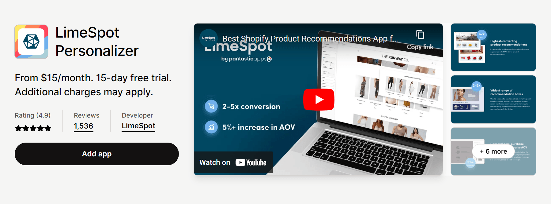 Limespot product recommendation app