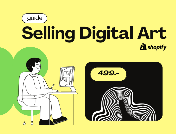 An image describing the process of selling digital art on Shopify