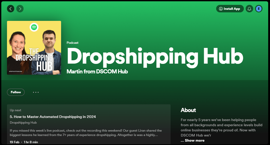 Top dropshipping podcasts: The Dropshipping Hub