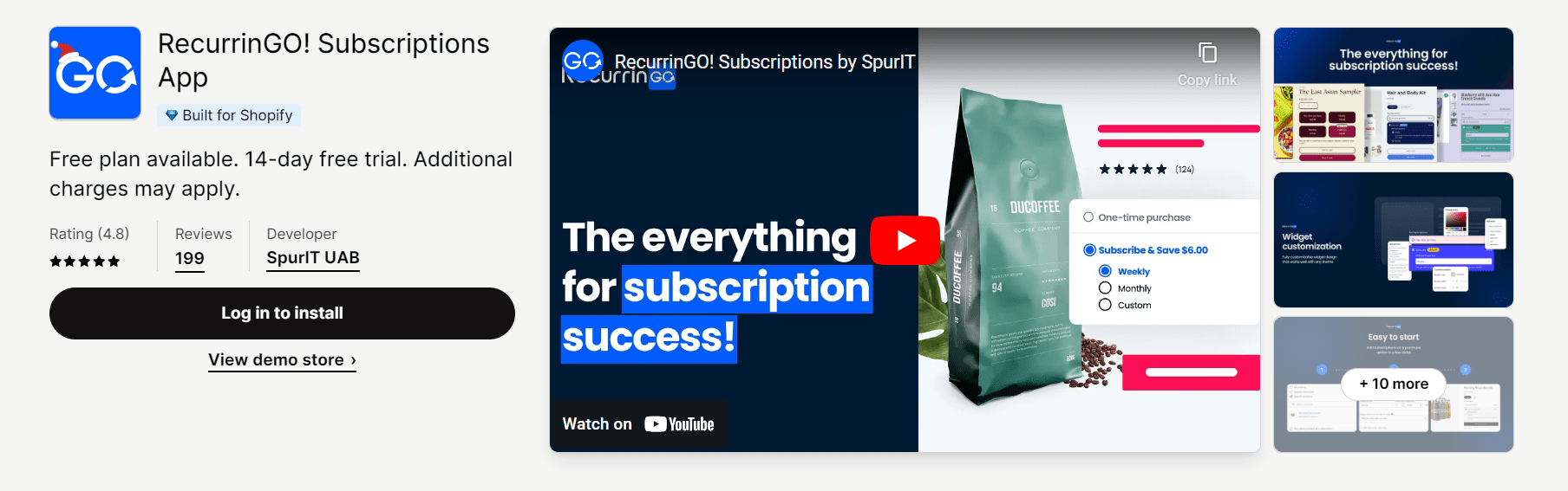 Best Subscription apps for Shopify: RecurringGo.