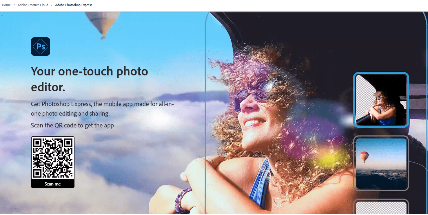 Adobe Photoshop Express, one of the best product photo editing apps.