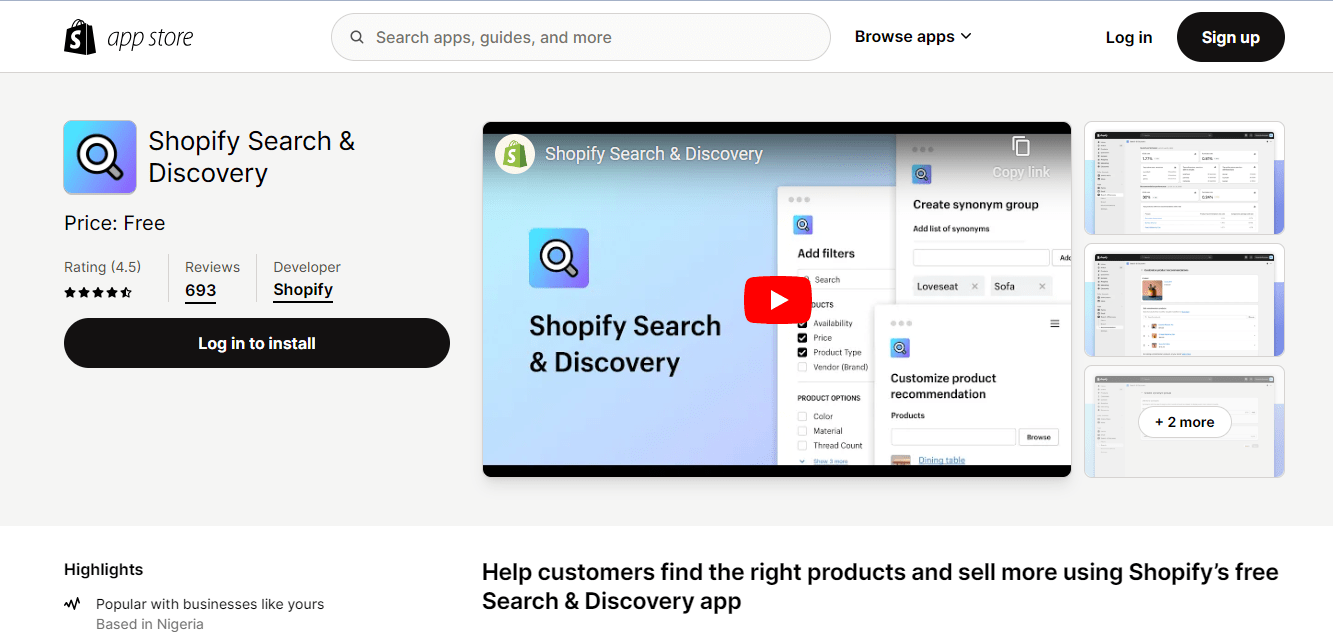 the best search apps on Shopify include Shopify Search & Discovery