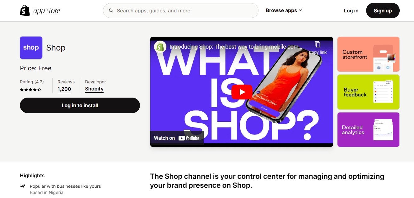 Shopify Shop, an app by Shopify