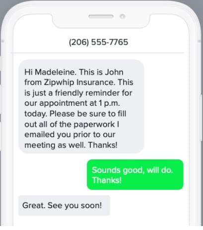 Appointment booking SMS