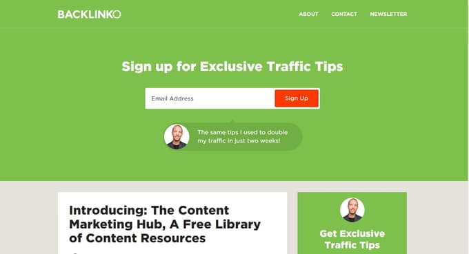 Subscription box under the menu