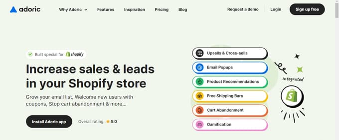Best Shopify App: Adoric Conversions
