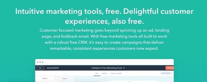 HubSpot Marketing homepage
