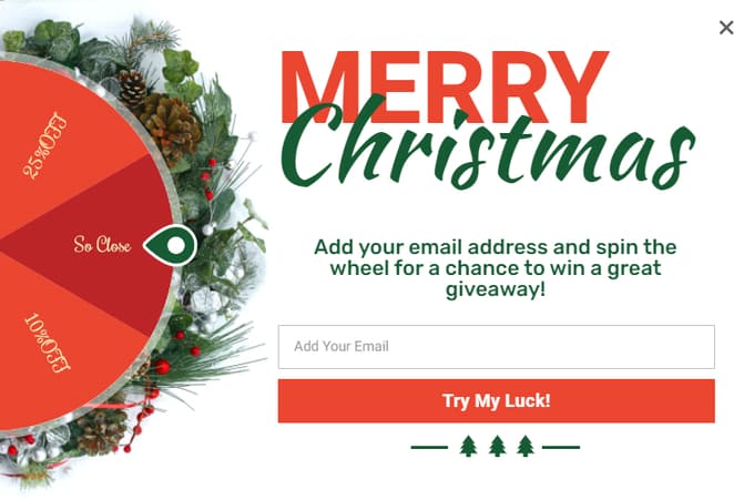 Spin to win popup template