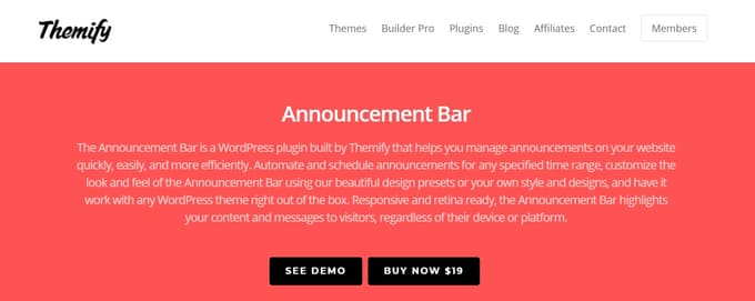 Themify Notification Bar Plugin