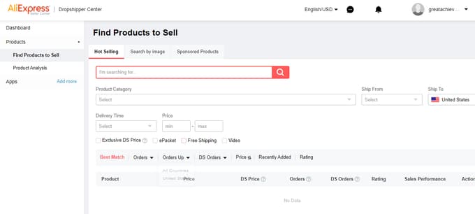 Aliexpress product search