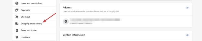 Shopify shipping and delivery