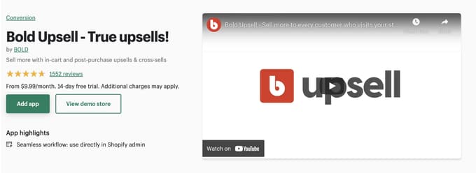 Bold upsell
