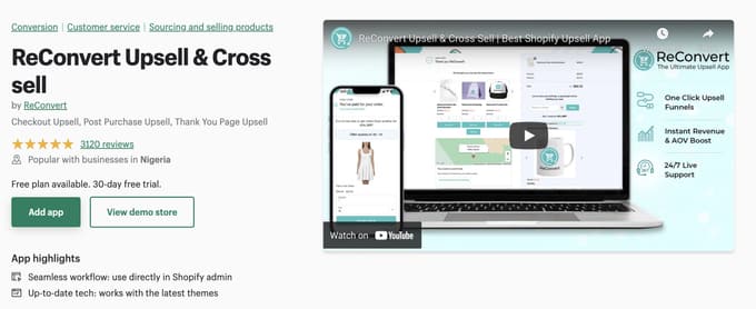 Reconvert Upsell and Cross sell