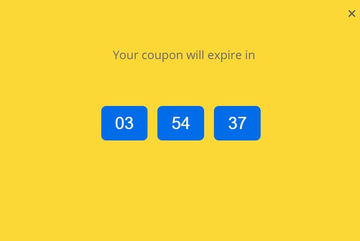 Spin to win coupon wheel countdown timer