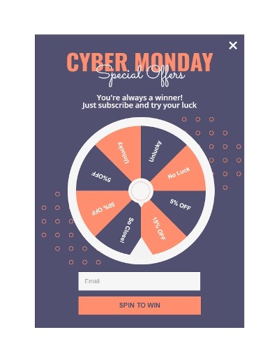 spin to win coupon popup